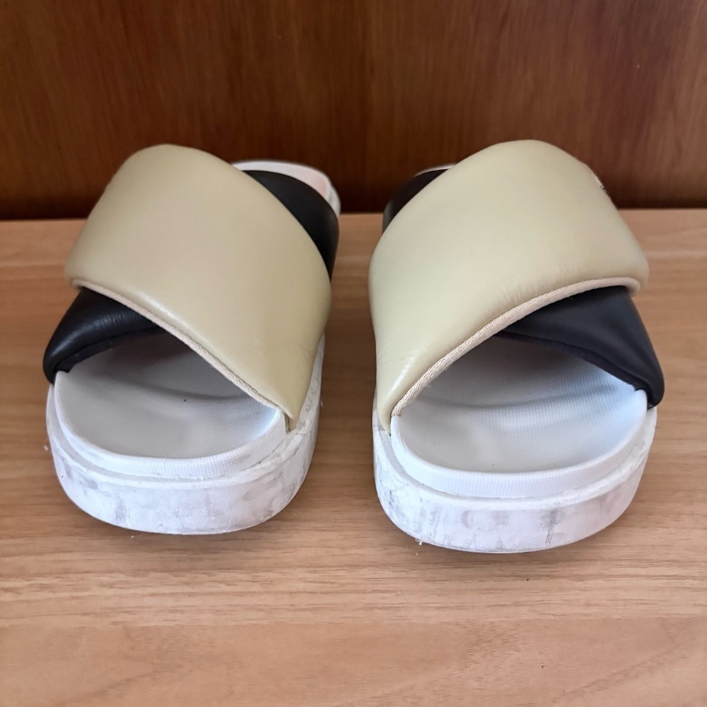 JORDAN sz 8 Sophia Slides Black Cream Crossover Puffy Strap Nike - Picture 3 of 9